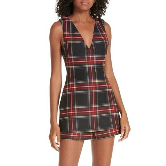 Maje size 34/US 0 IRIS Tartan Plaid Synthetic Sleeveless V-Neck Jumpsuit Romper - Picture 5 of 16